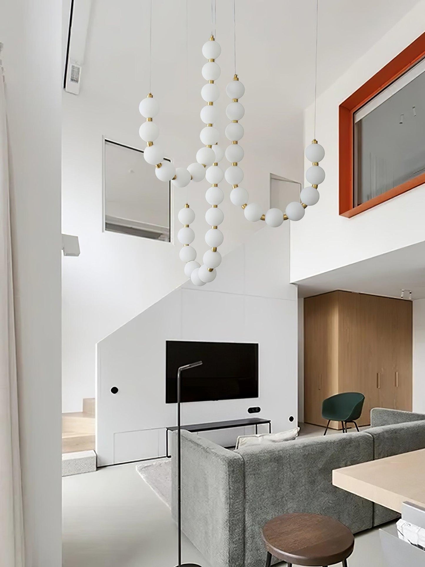 Pearl Necklace Chandelier | Brass & Acrylic | Adjustable Length
