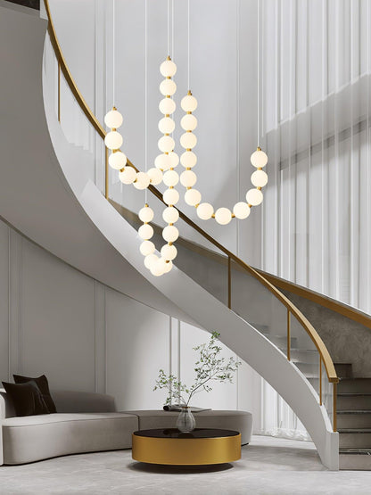 Pearl Necklace Chandelier | Brass & Acrylic | Adjustable Length