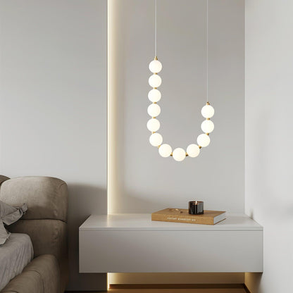 Pearl Necklace Chandelier | Brass & Acrylic | Adjustable Length