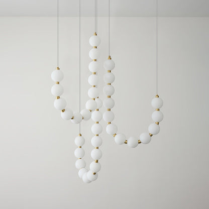 Pearl Necklace Chandelier | Brass & Acrylic | Adjustable Length