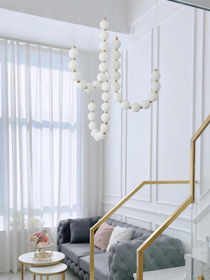 Pearl Necklace Chandelier | Brass & Acrylic | Adjustable Length