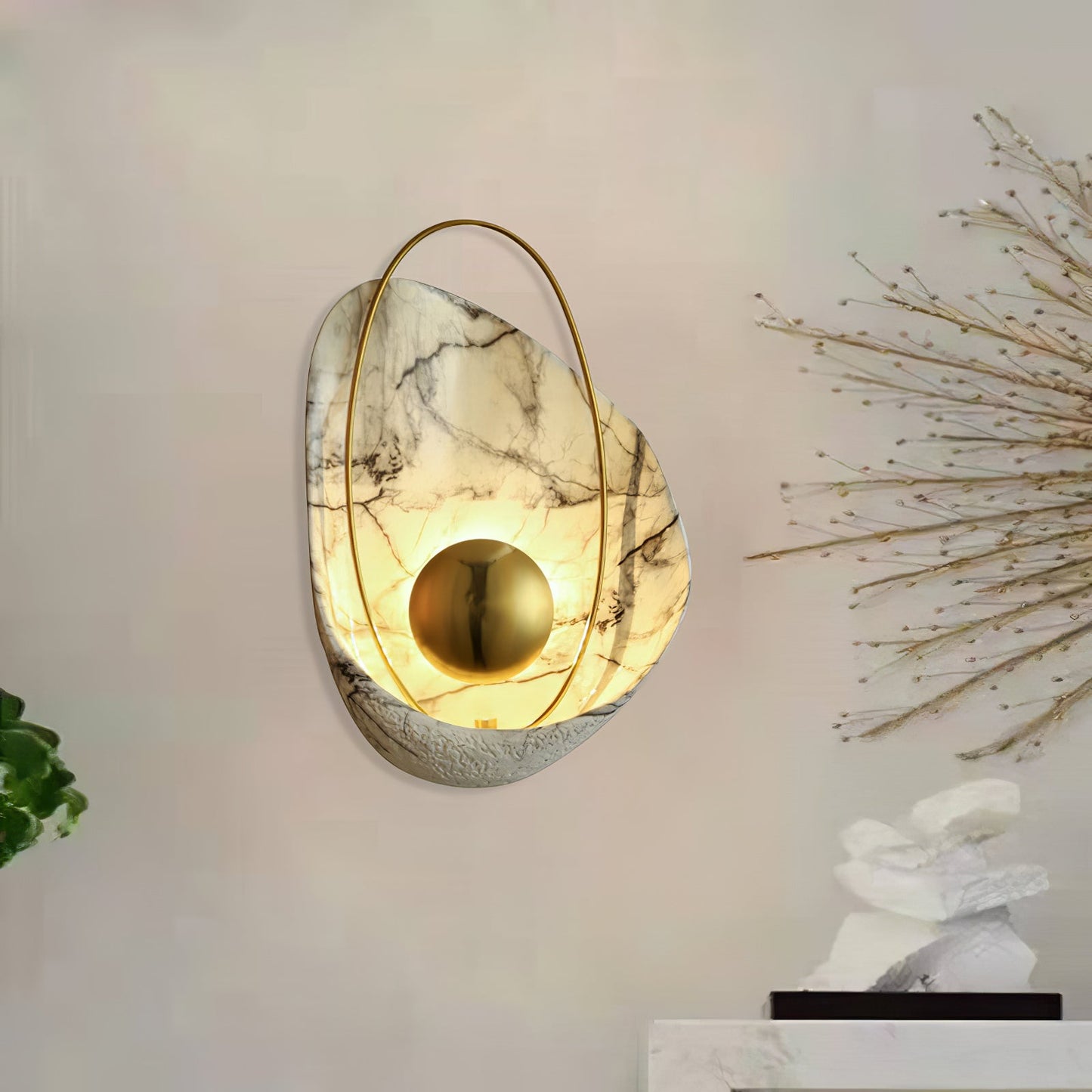 Pearl Wall Lamp | Hand-Made Resin & Copper | Set of 2