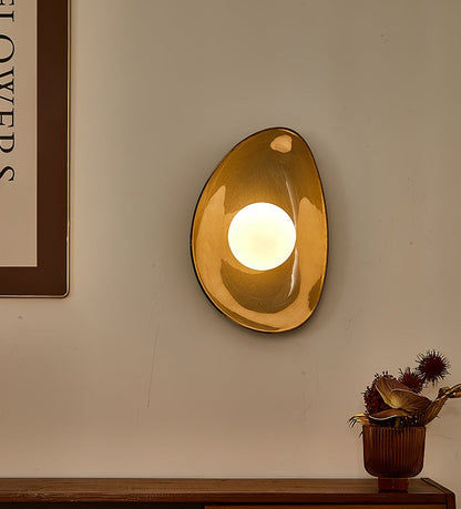 Pebble Tray Wall Lamp | Ceramic & Glass | Taupe & White