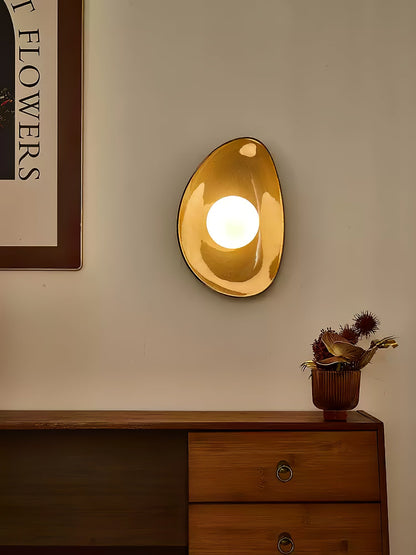 Pebble Tray Wall Lamp | Ceramic & Glass | Taupe & White