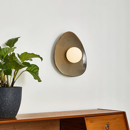 Pebble Tray Wall Lamp | Ceramic & Glass | Taupe & White