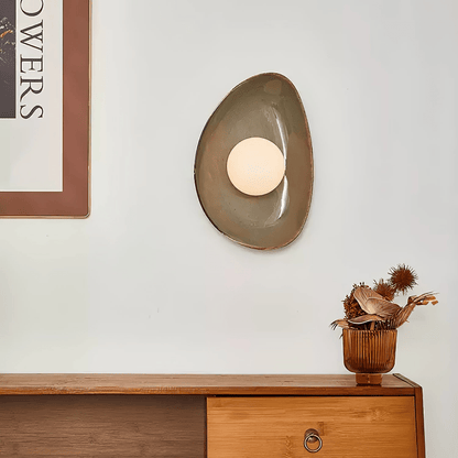 Pebble Tray Wall Lamp | Ceramic & Glass | Taupe & White