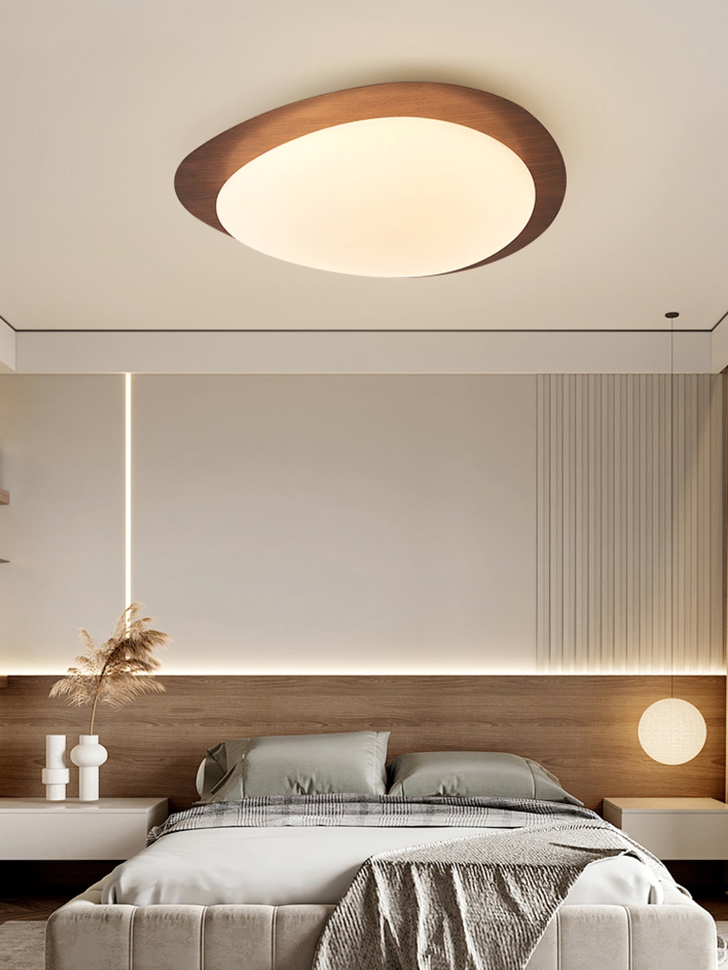 Pebble Walnut Ceiling Light | Integrated LED | Multiple Sizes