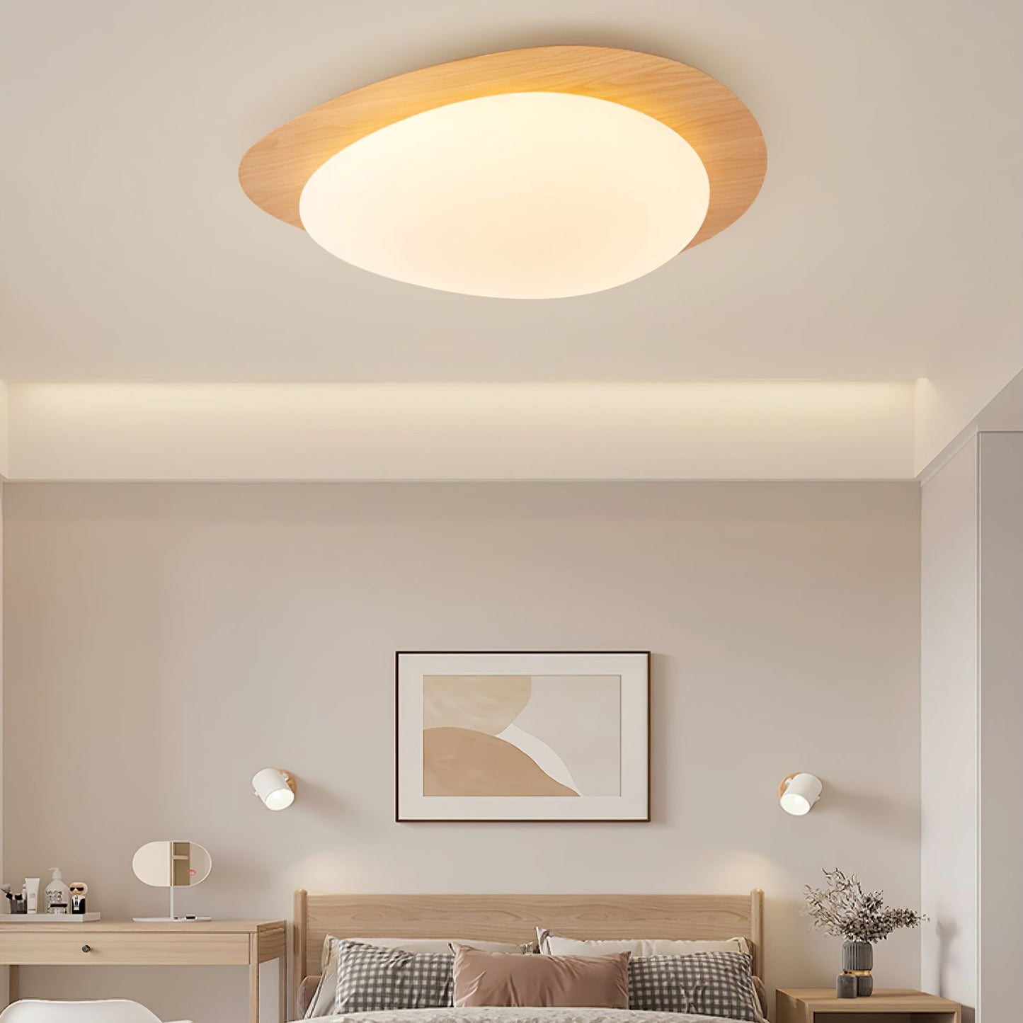 Pebble Walnut Ceiling Light | Integrated LED | Multiple Sizes
