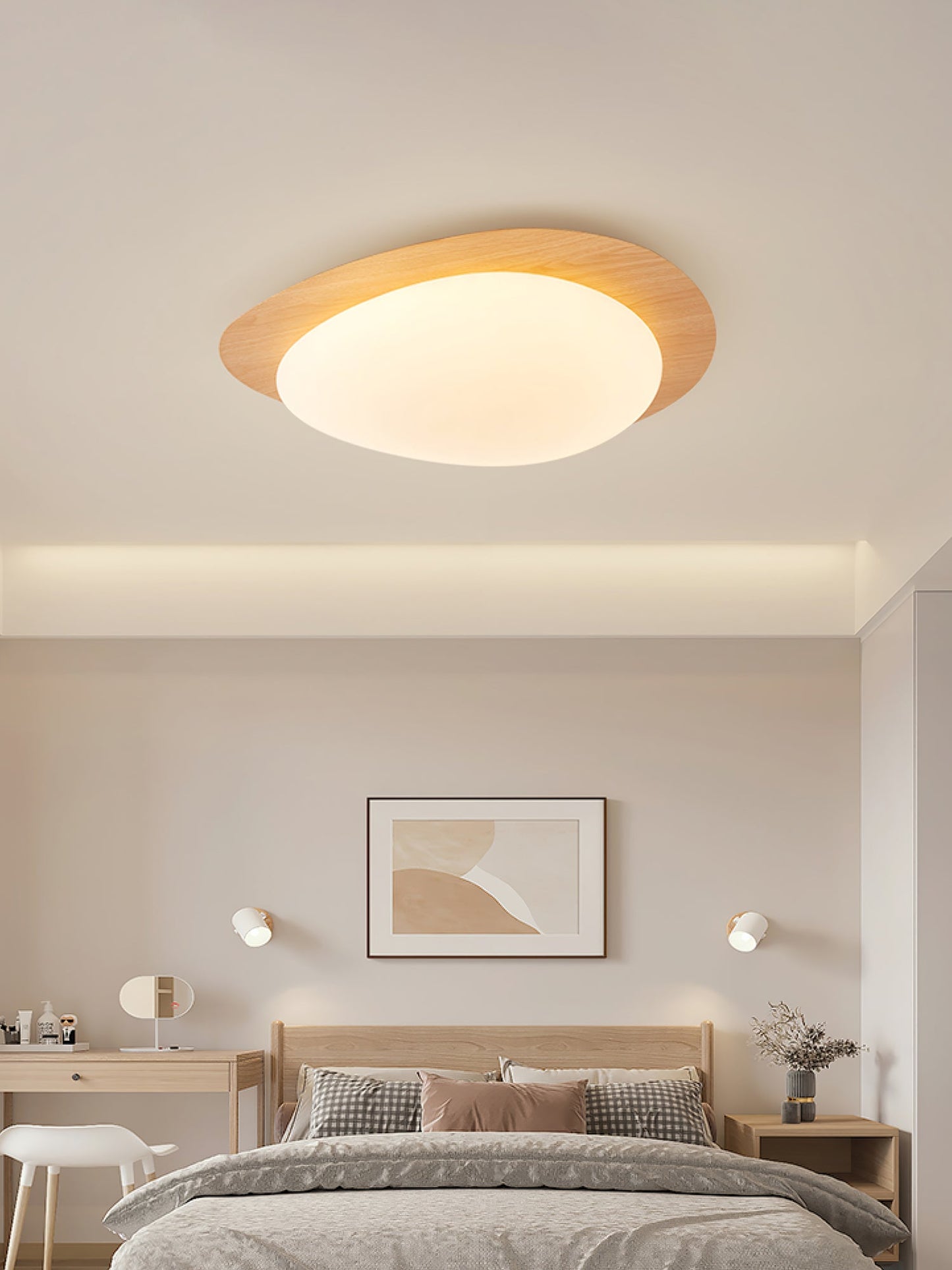 Pebble Walnut Ceiling Light | Integrated LED | Multiple Sizes