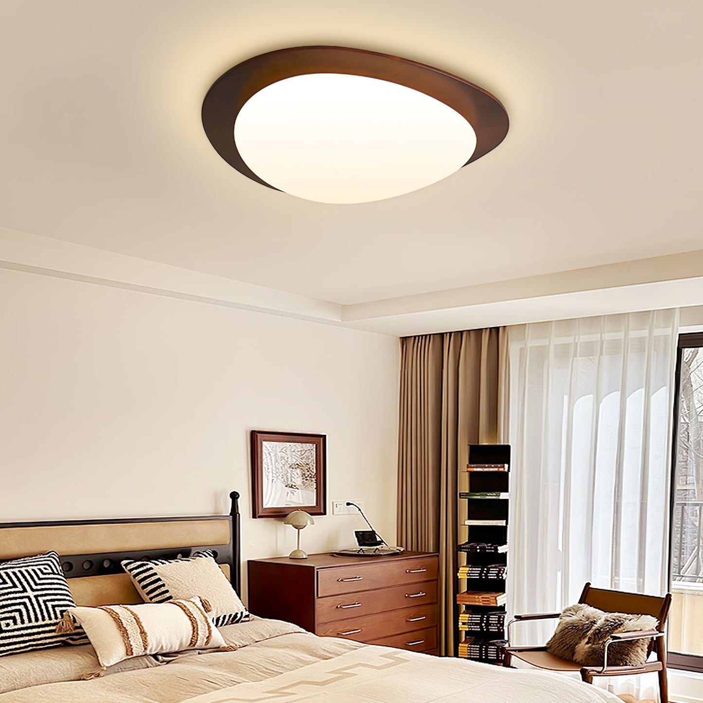Pebble Ceiling Light | Walnut Wood & Acrylic | 38cm/58cm Diameter