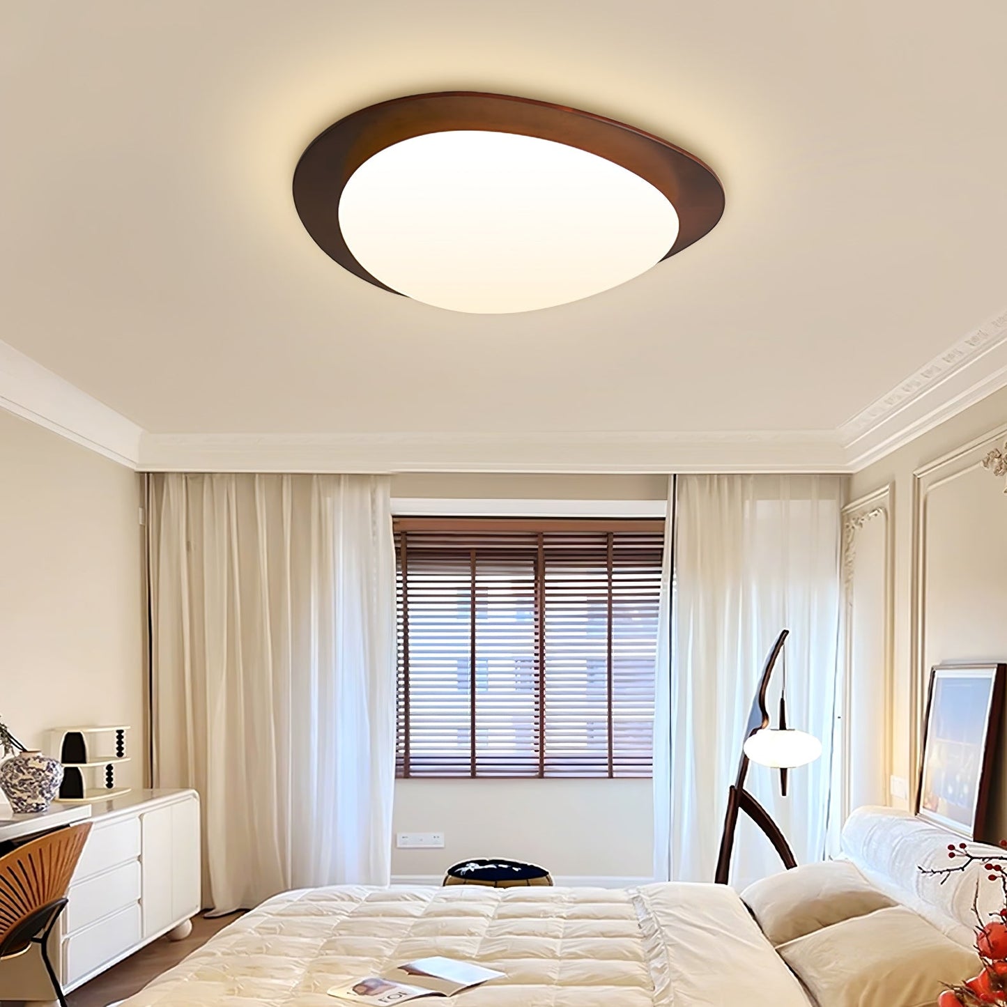 Pebble Ceiling Light | Walnut Wood & Acrylic | 38cm/58cm Diameter