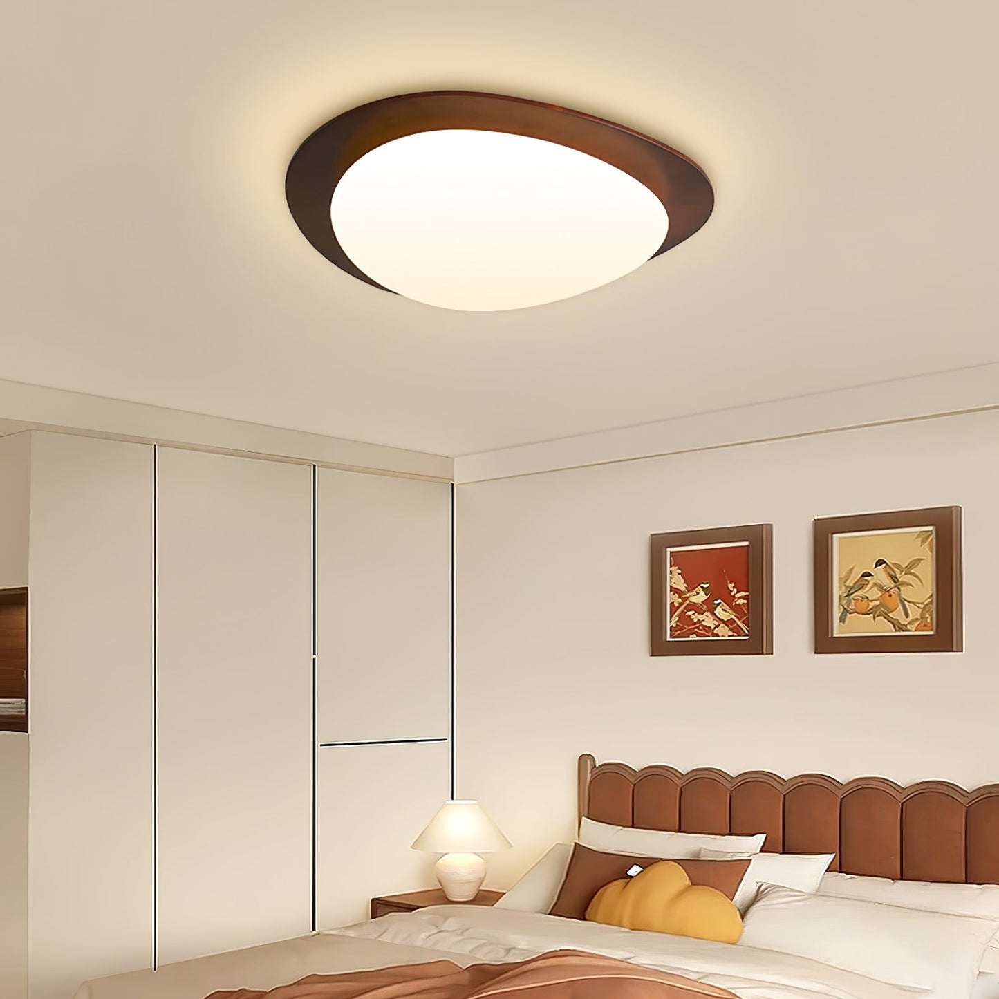 Pebble Ceiling Light | Walnut Wood & Acrylic | 38cm/58cm Diameter
