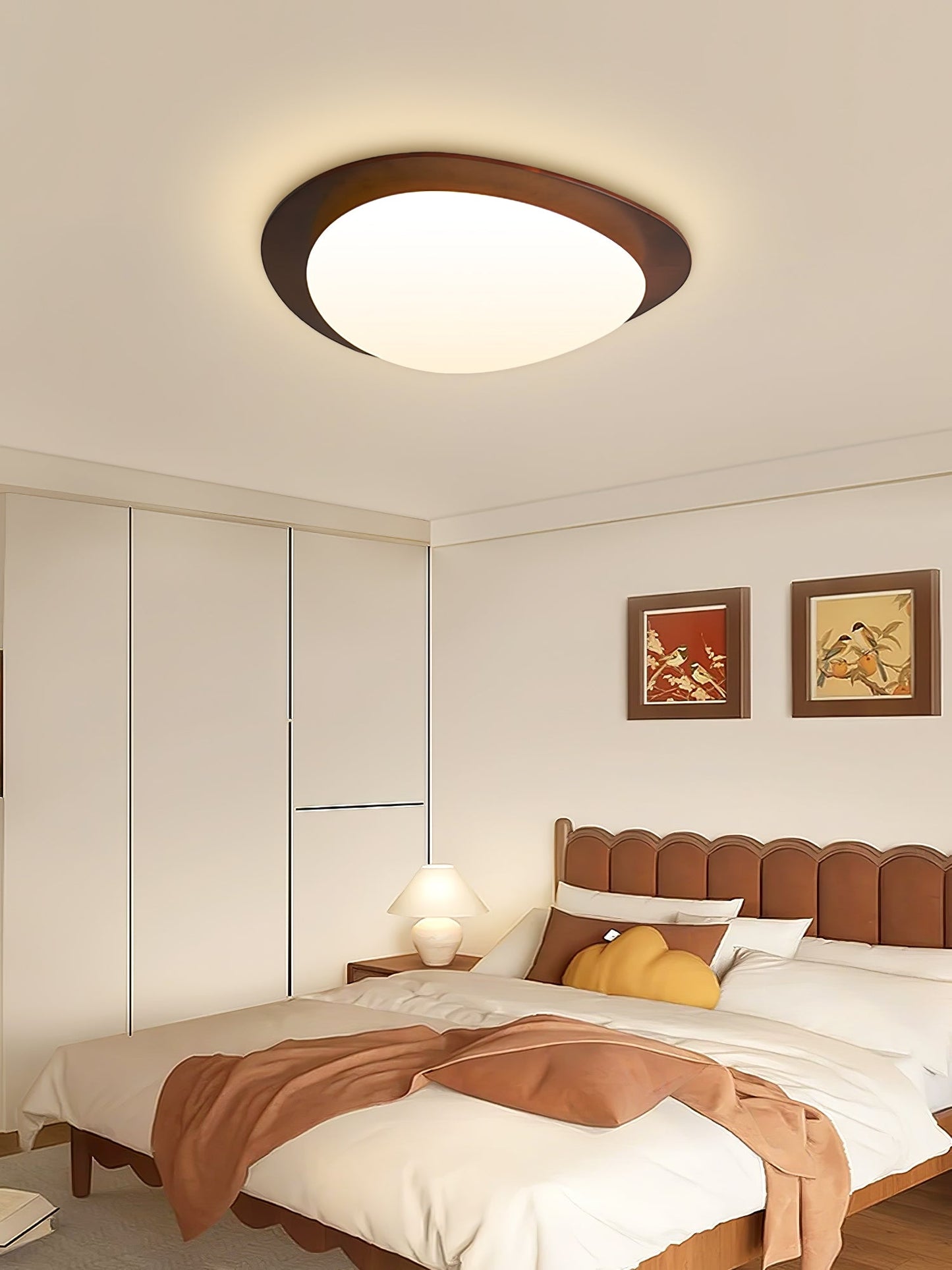Pebble Ceiling Light | Walnut Wood & Acrylic | 38cm/58cm Diameter
