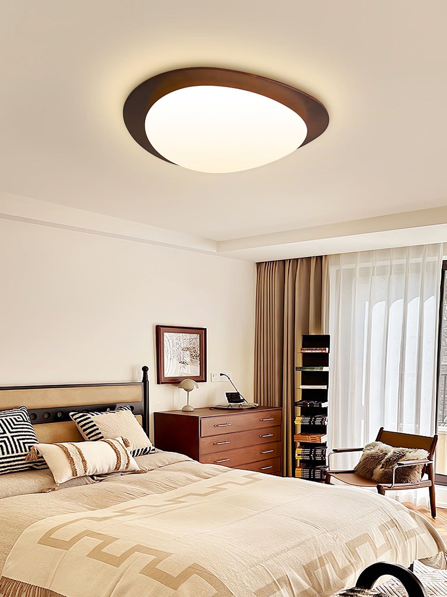 Pebble Ceiling Light | Walnut Wood & Acrylic | 38cm/58cm Diameter