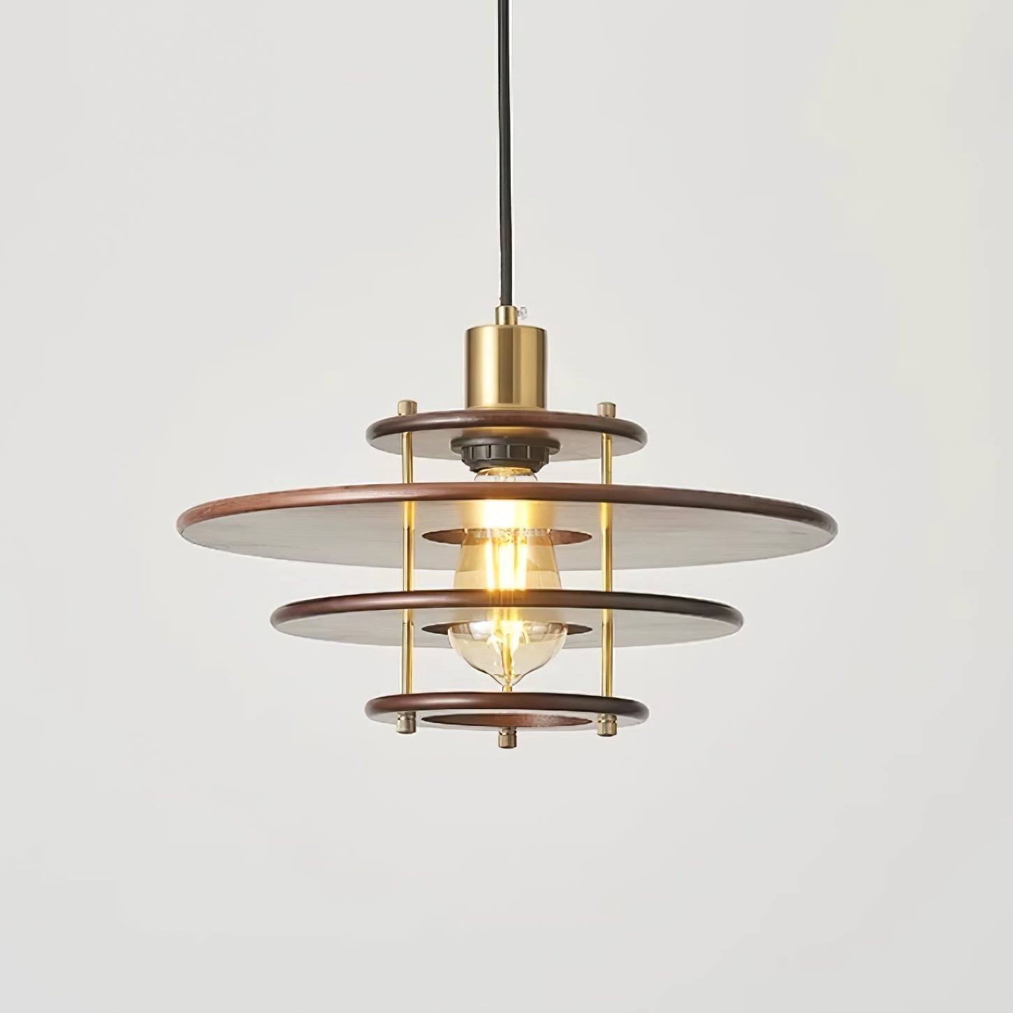 Pendel Pendant Lamp | Wood & Metal | Gold Walnut Finish