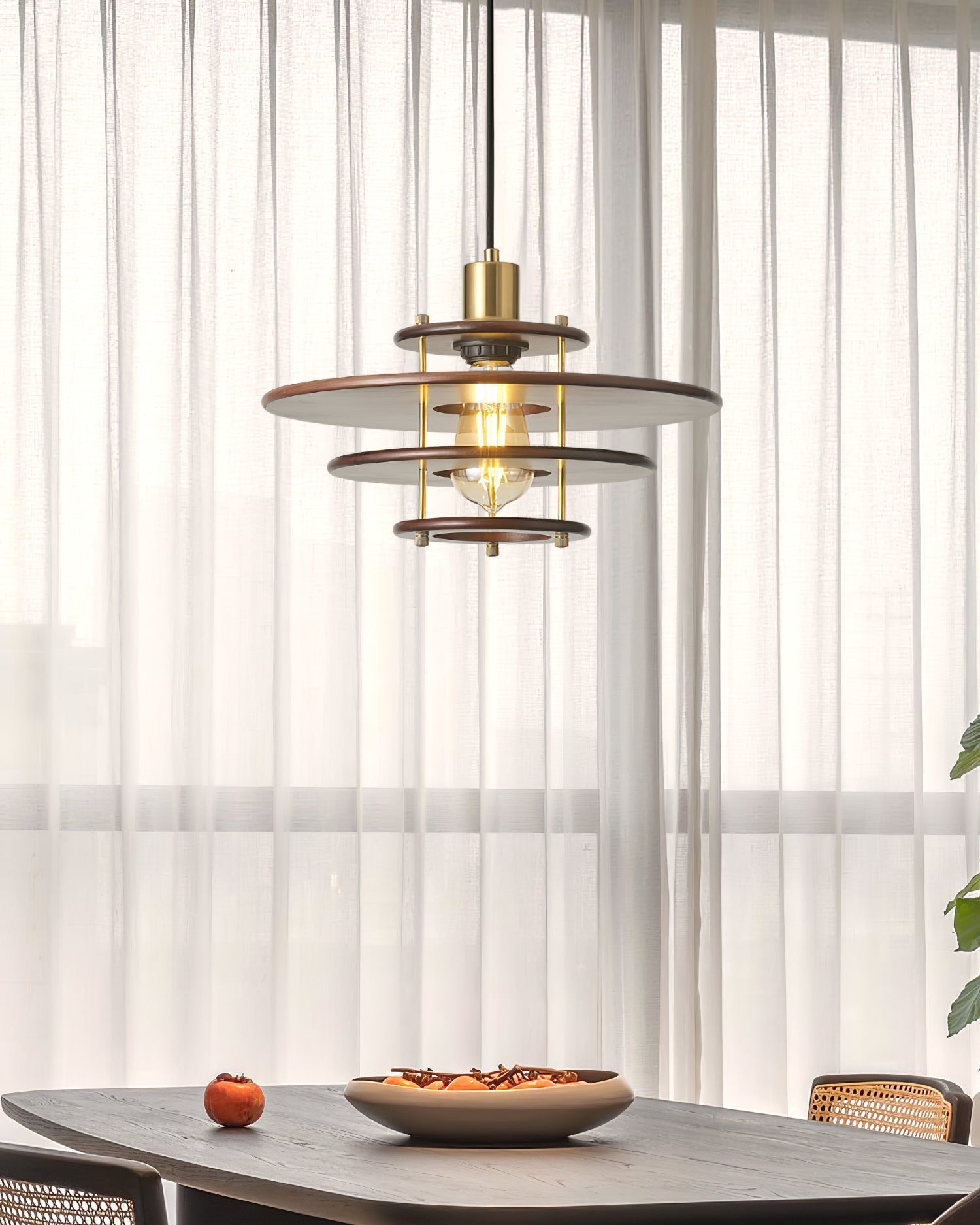 Pendel Pendant Lamp | Wood & Metal | Gold Walnut Finish