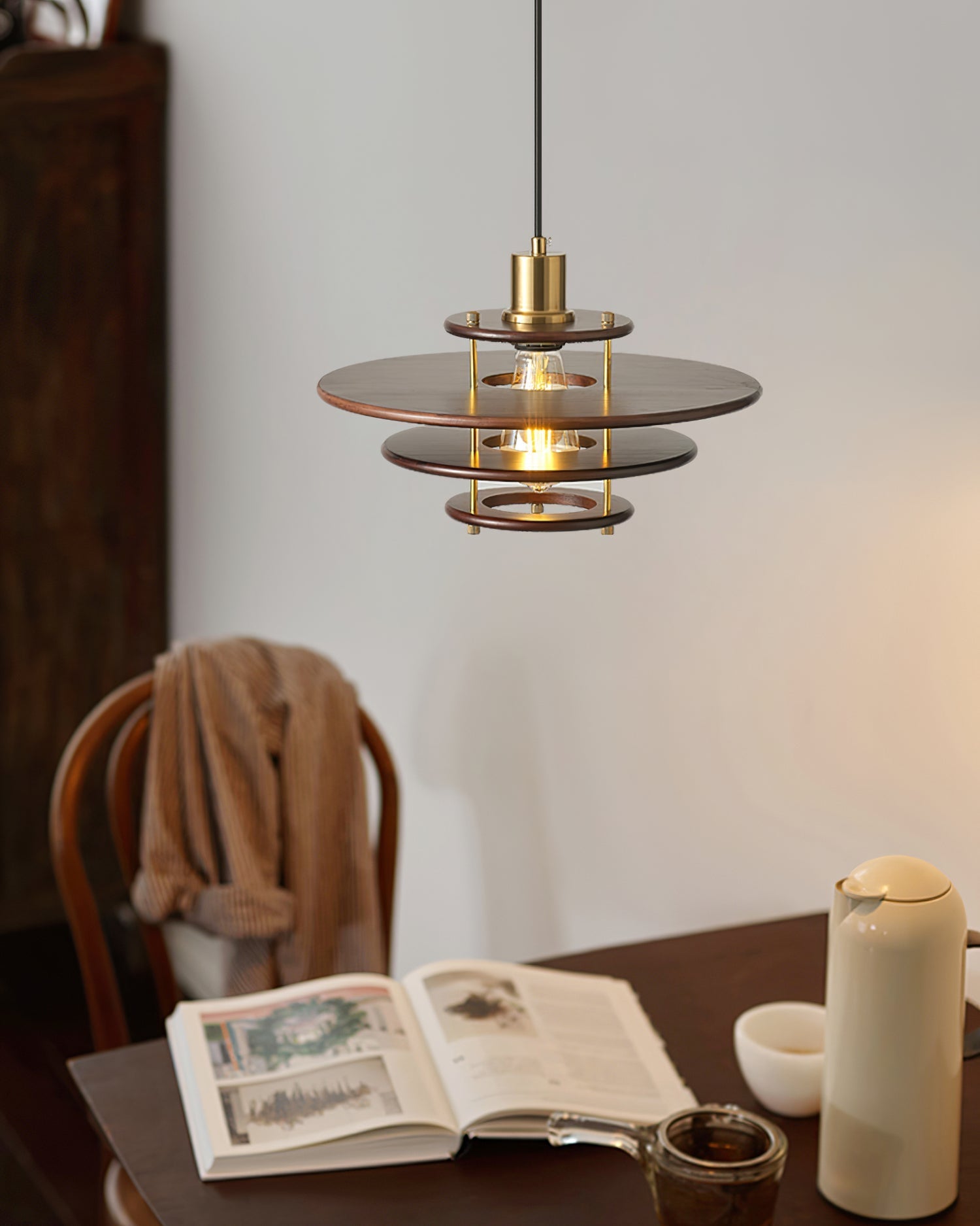 Pendel Pendant Lamp | Wood & Metal | Gold Walnut Finish