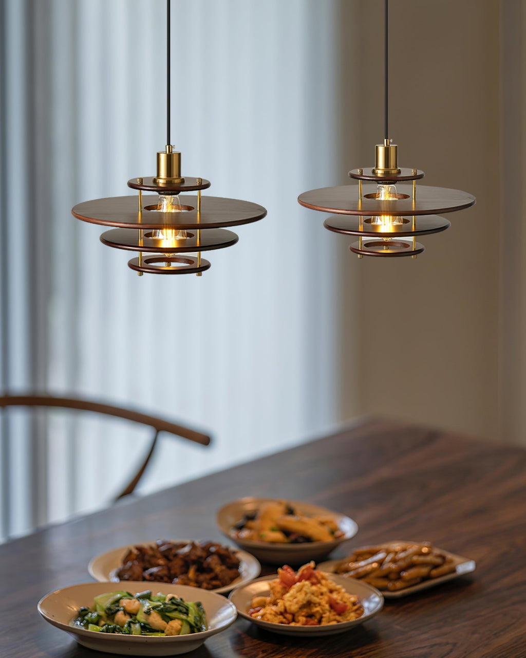 Pendel Pendant Lamp | Wood & Metal | Gold Walnut Finish