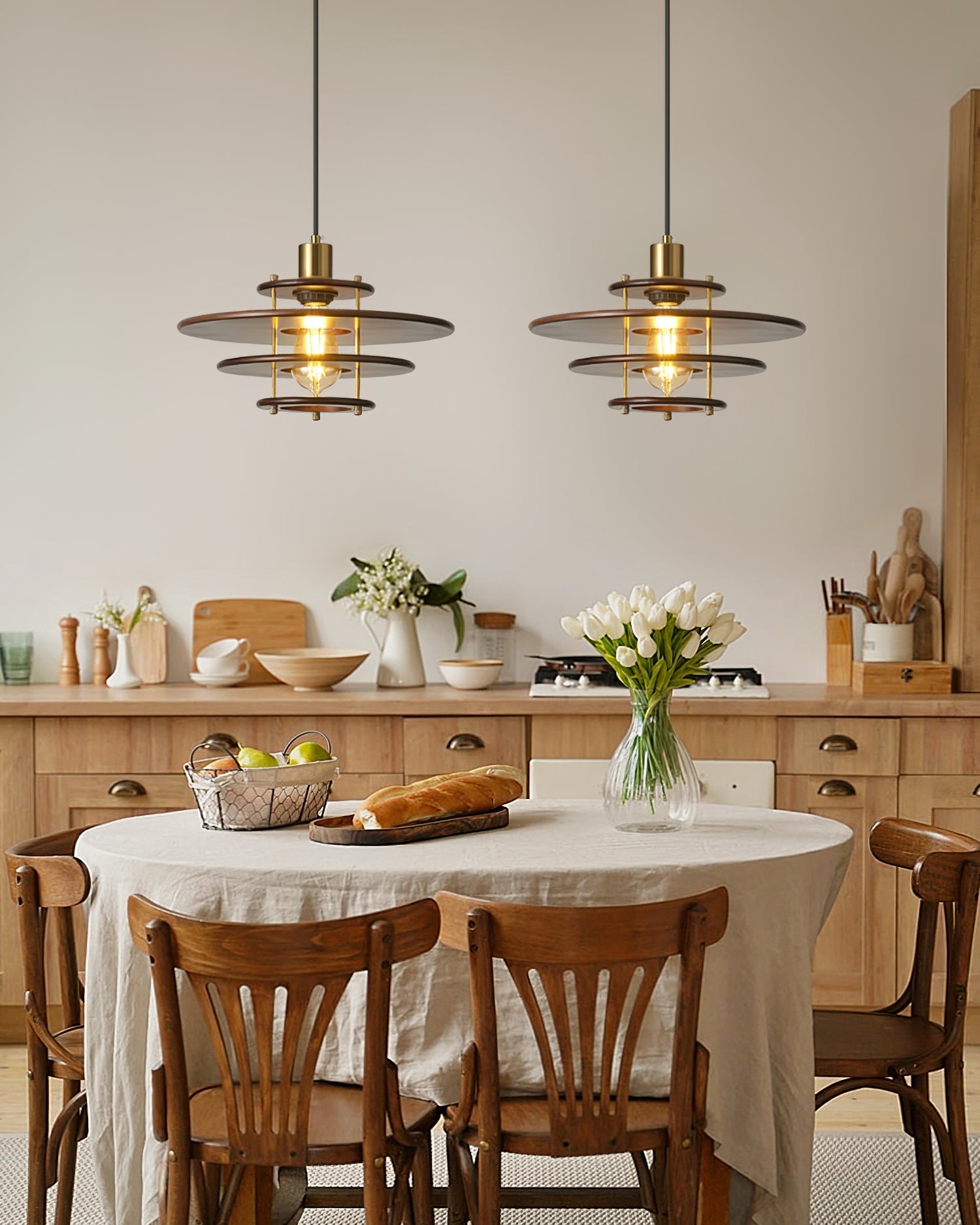 Pendel Pendant Lamp | Wood & Metal | Gold Walnut Finish