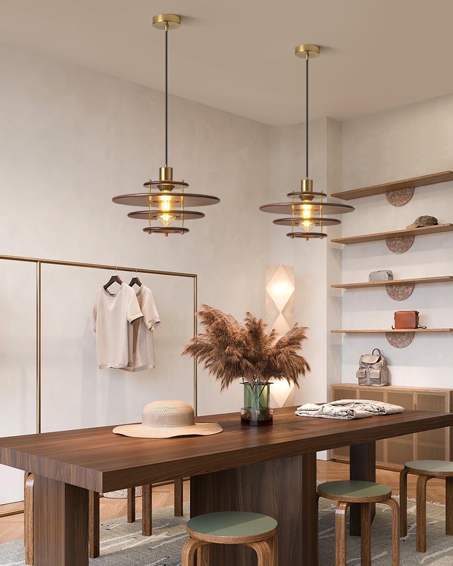 Pendel Pendant Lamp | Wood & Metal | Gold Walnut Finish