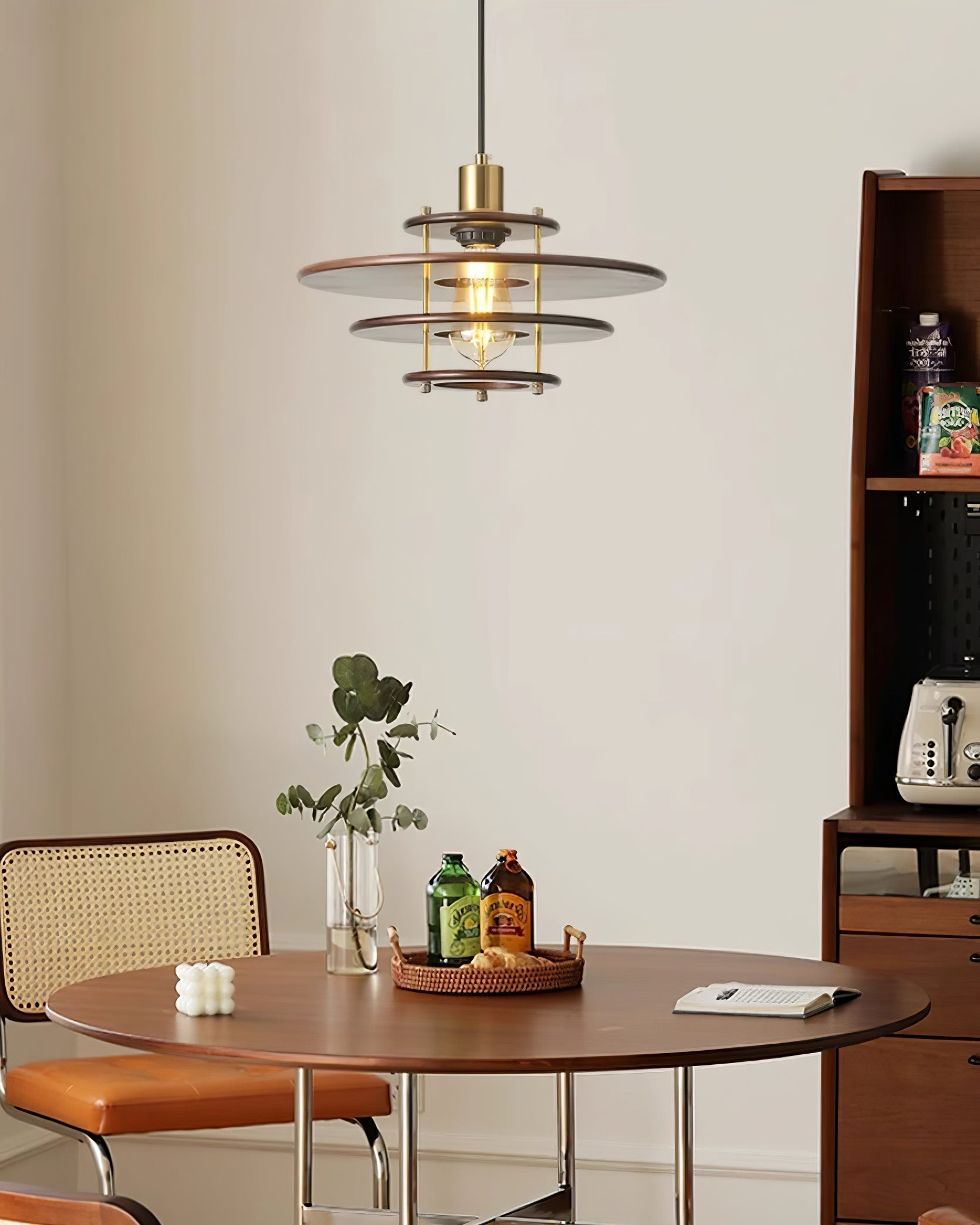 Pendel Pendant Lamp | Wood & Metal | Gold Walnut Finish
