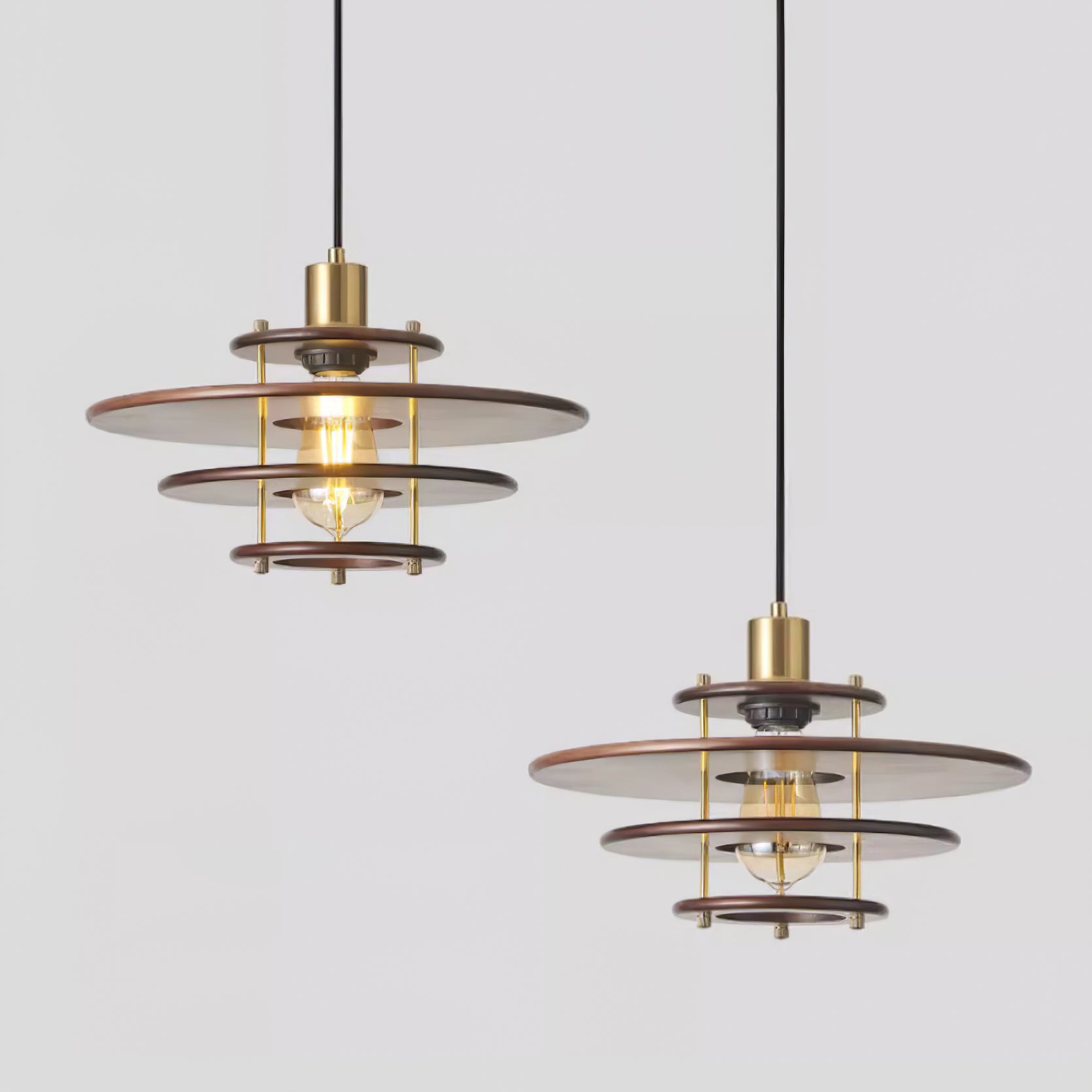Pendel Pendant Lamp | Wood & Metal | Gold Walnut Finish