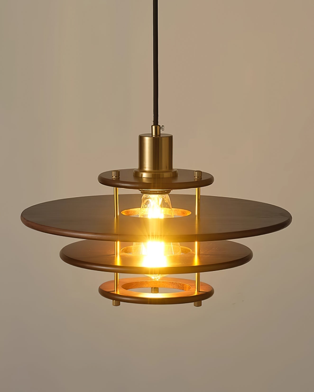 Pendel Pendant Lamp | Wood & Metal | Gold Walnut Finish