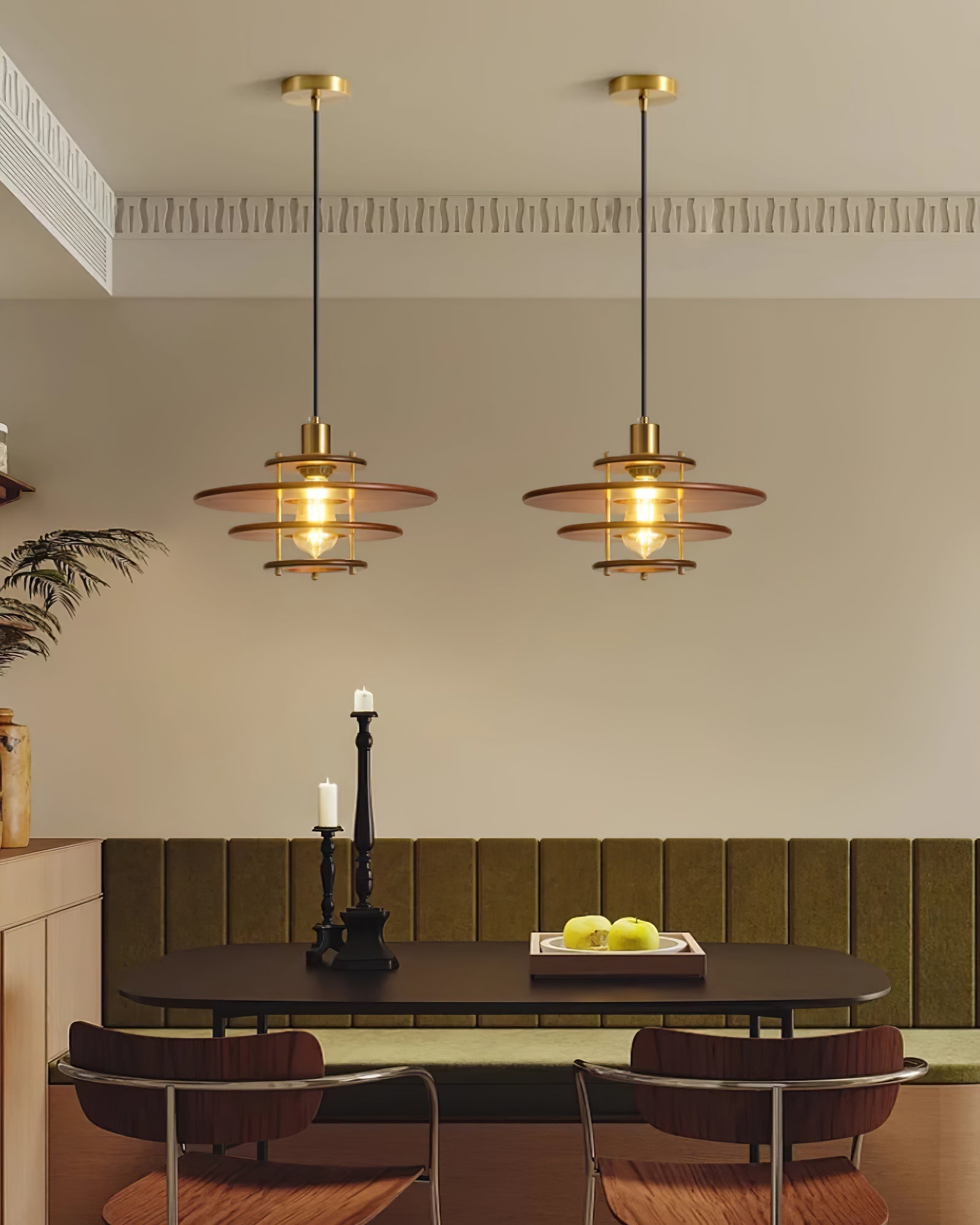 Pendel Pendant Lamp | Wood & Metal | Gold Walnut Finish