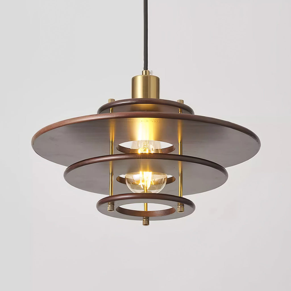 Pendel Pendant Lamp | Wood & Metal | Gold Walnut Finish