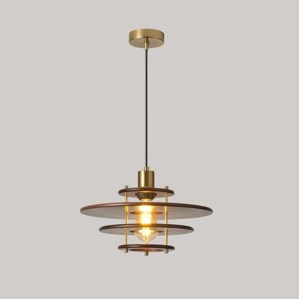 Pendel Pendant Lamp | Wood & Metal | Gold Walnut Finish
