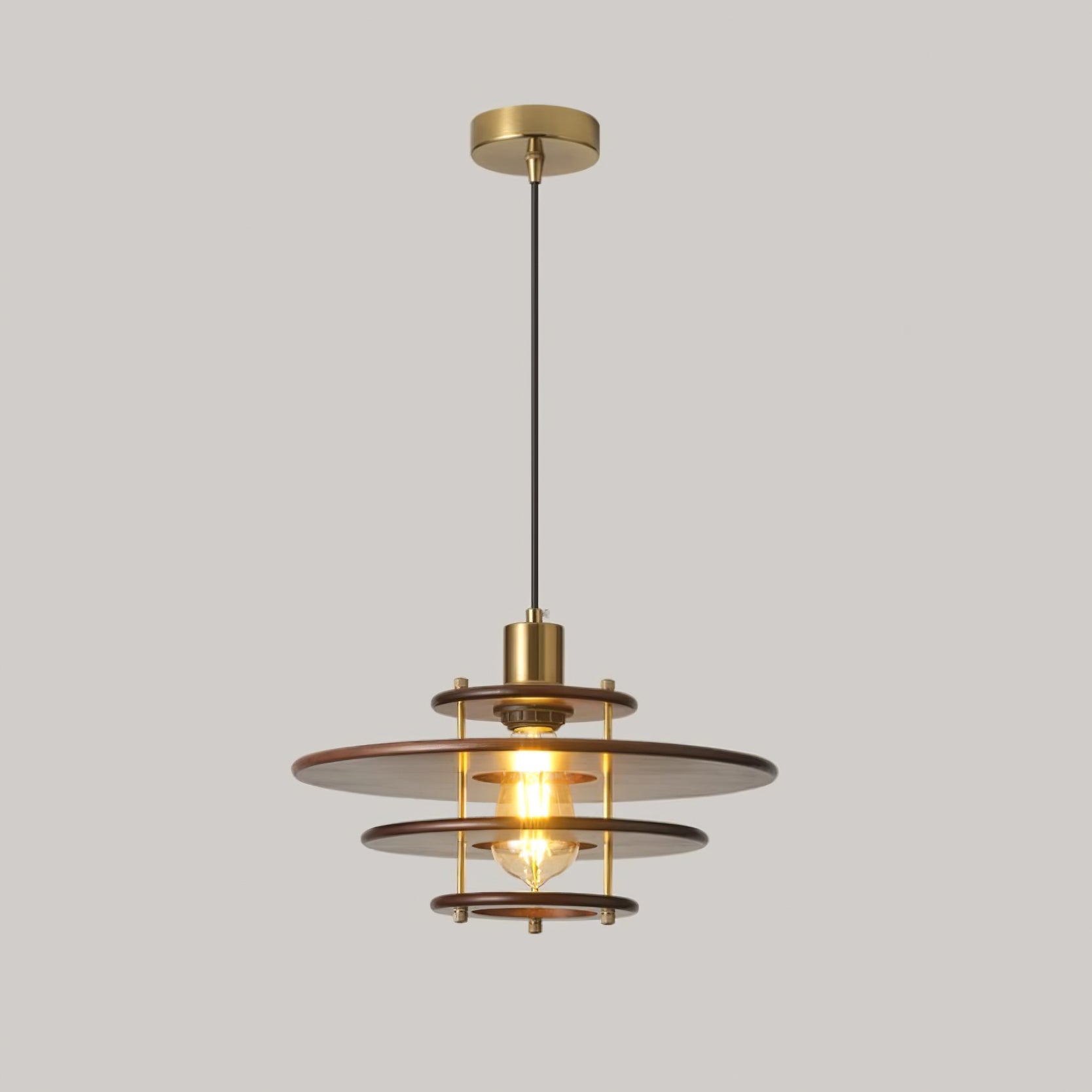 Pendel Pendant Lamp | Wood & Metal | Gold Walnut Finish