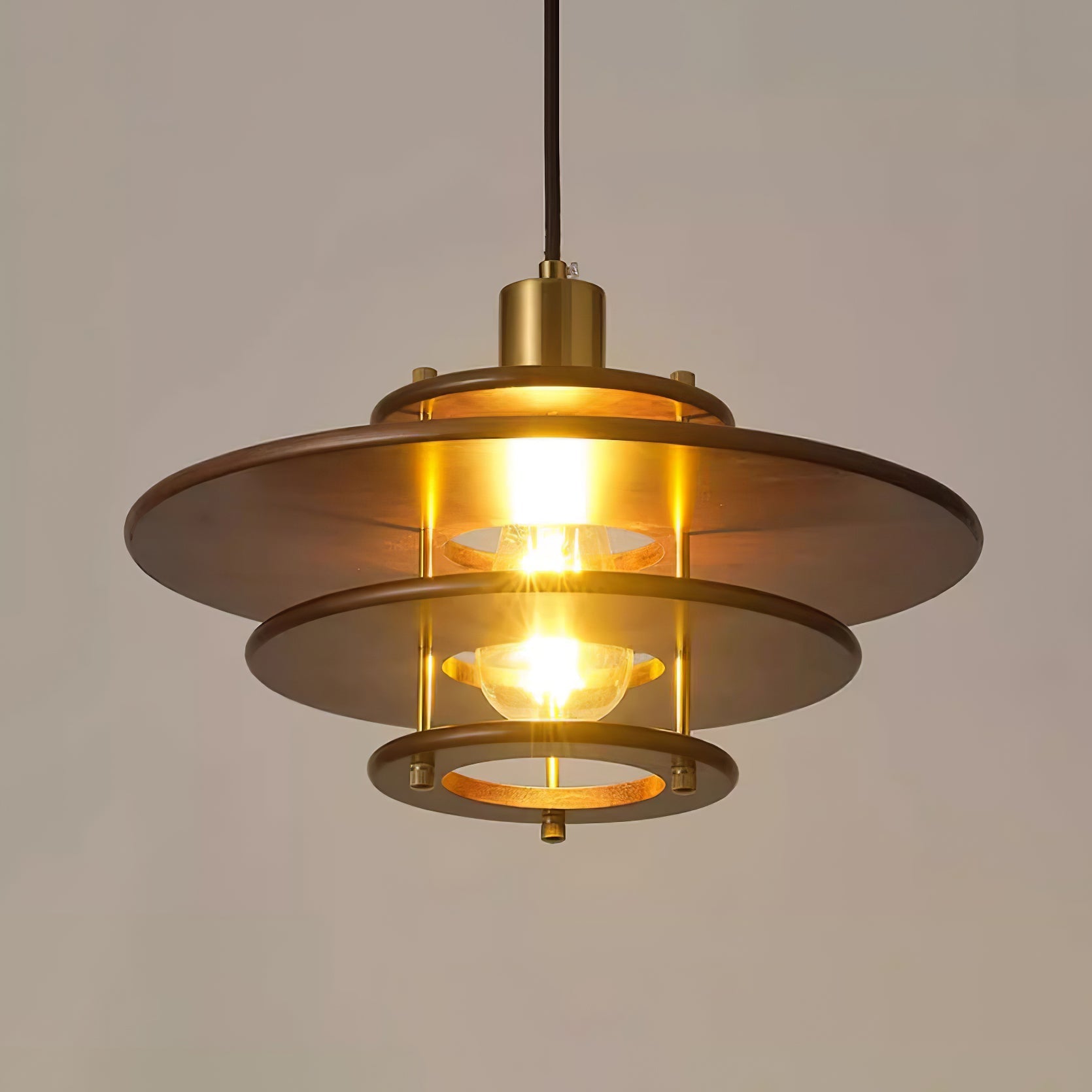 Pendel Pendant Lamp | Wood & Metal | Gold Walnut Finish