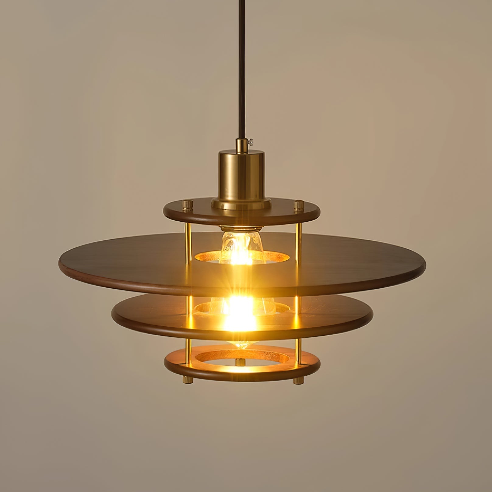 Pendel Pendant Lamp | Wood & Metal | Gold Walnut Finish