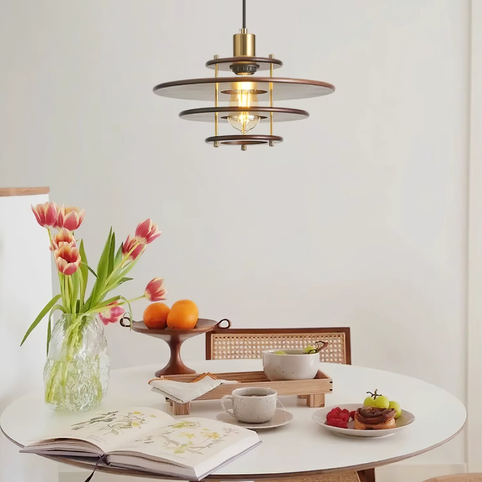 Pendel Pendant Lamp | Wood & Metal | Gold Walnut Finish