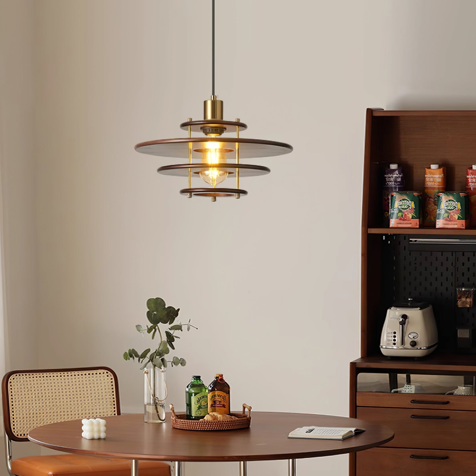 Pendel Pendant Lamp | Wood & Metal | Gold Walnut Finish