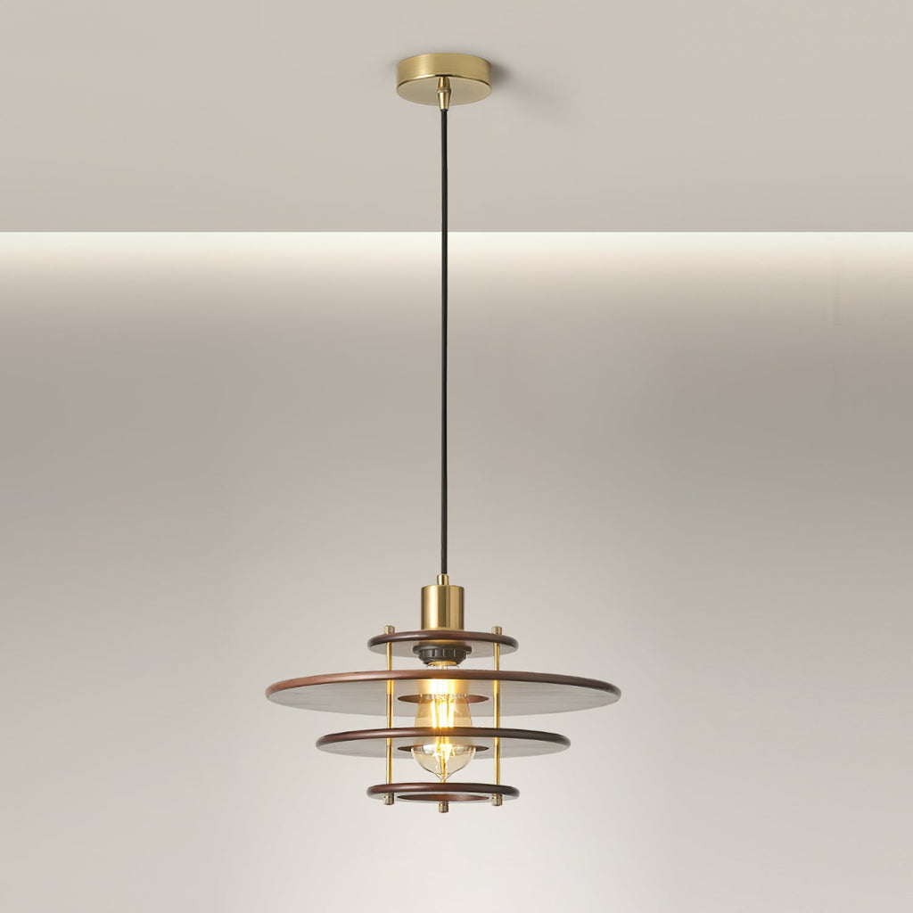 Pendel Pendant Lamp | Wood & Metal | Gold Walnut Finish