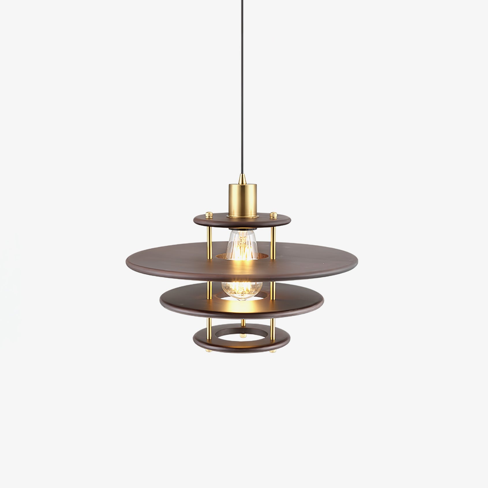 Pendel Pendant Lamp | Wood & Metal | Gold Walnut Finish