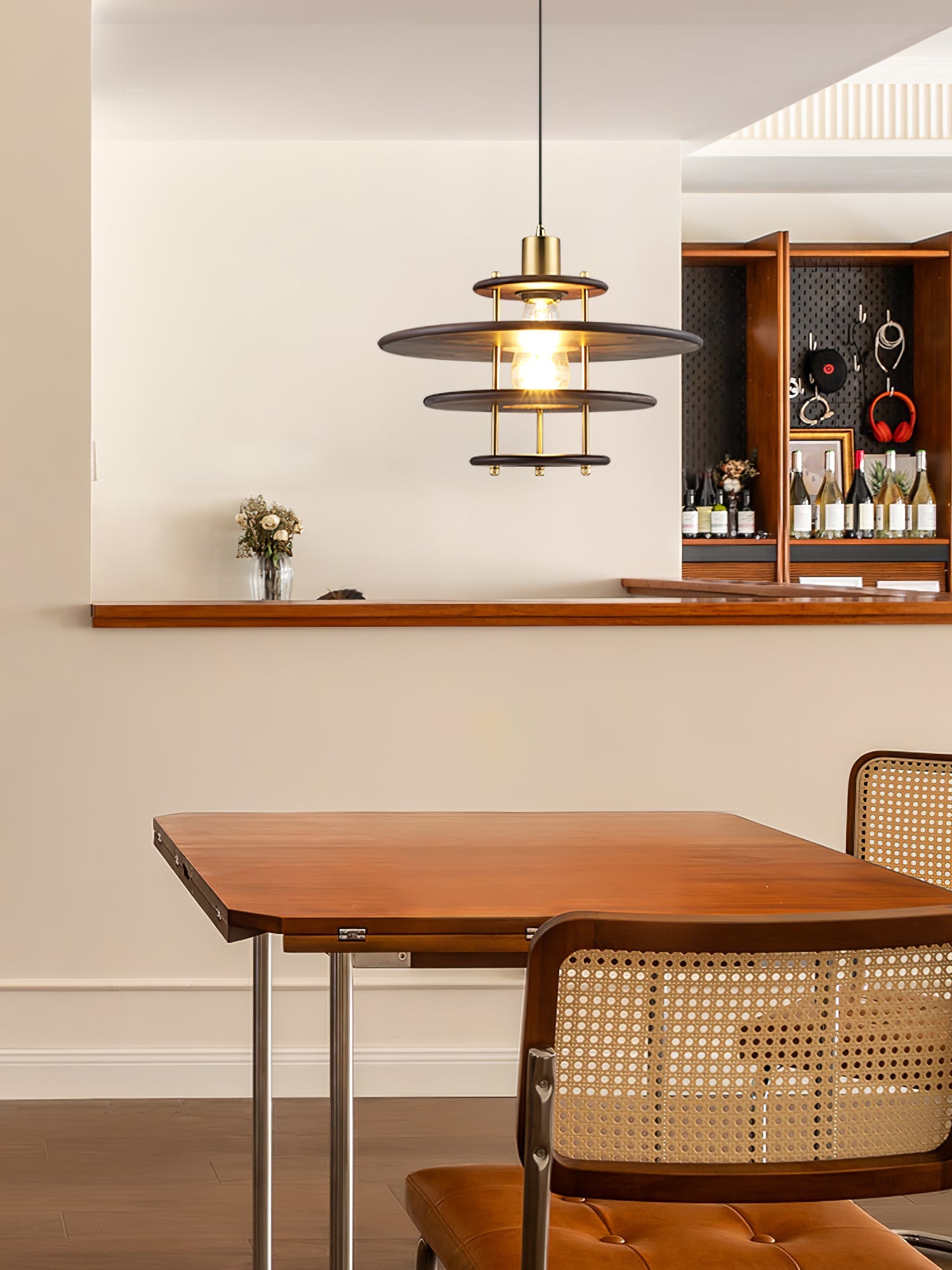 Pendel Pendant Lamp | Wood & Metal | Gold Walnut Finish