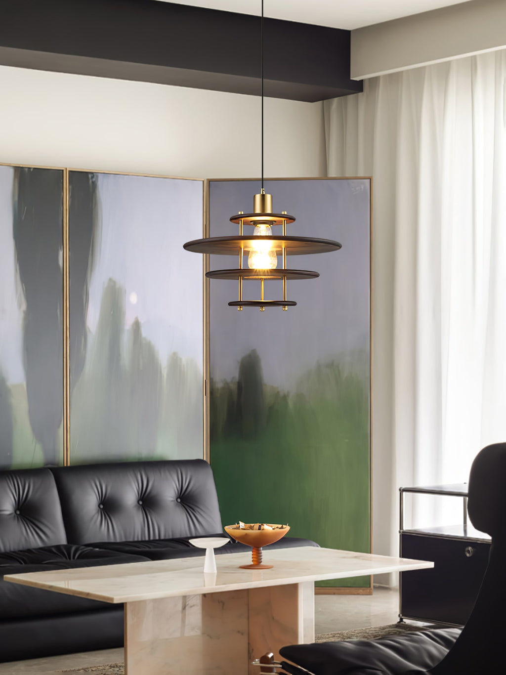 Pendel Pendant Lamp | Wood & Metal | Gold Walnut Finish