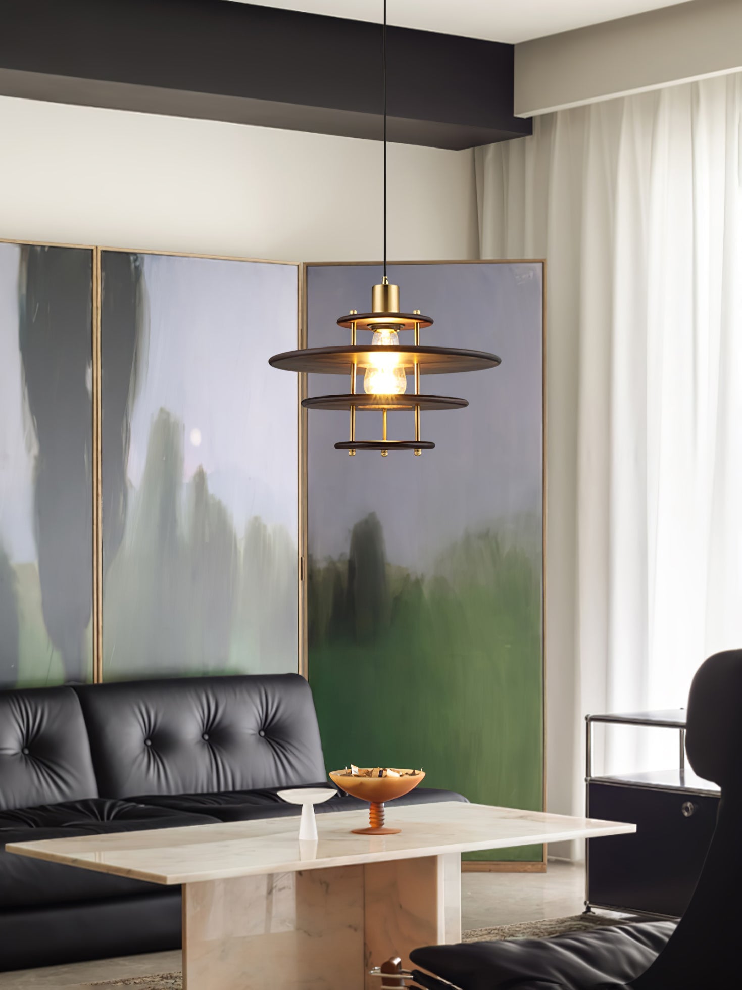 Pendel Pendant Lamp | Wood & Metal | Gold Walnut Finish