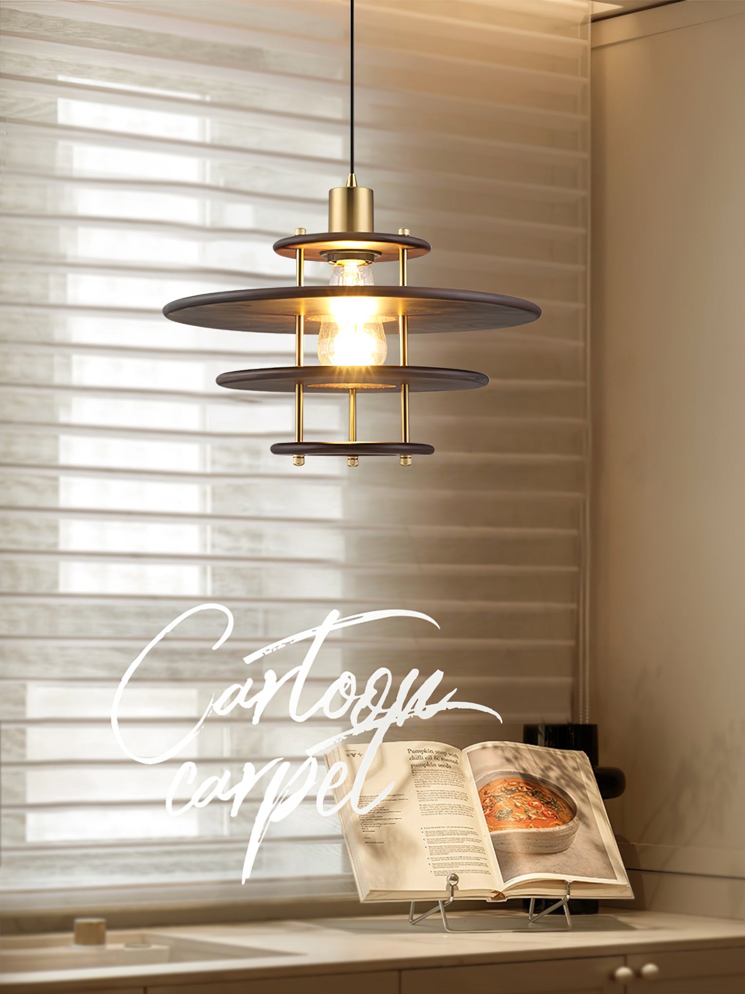 Pendel Pendant Lamp | Wood & Metal | Gold Walnut Finish