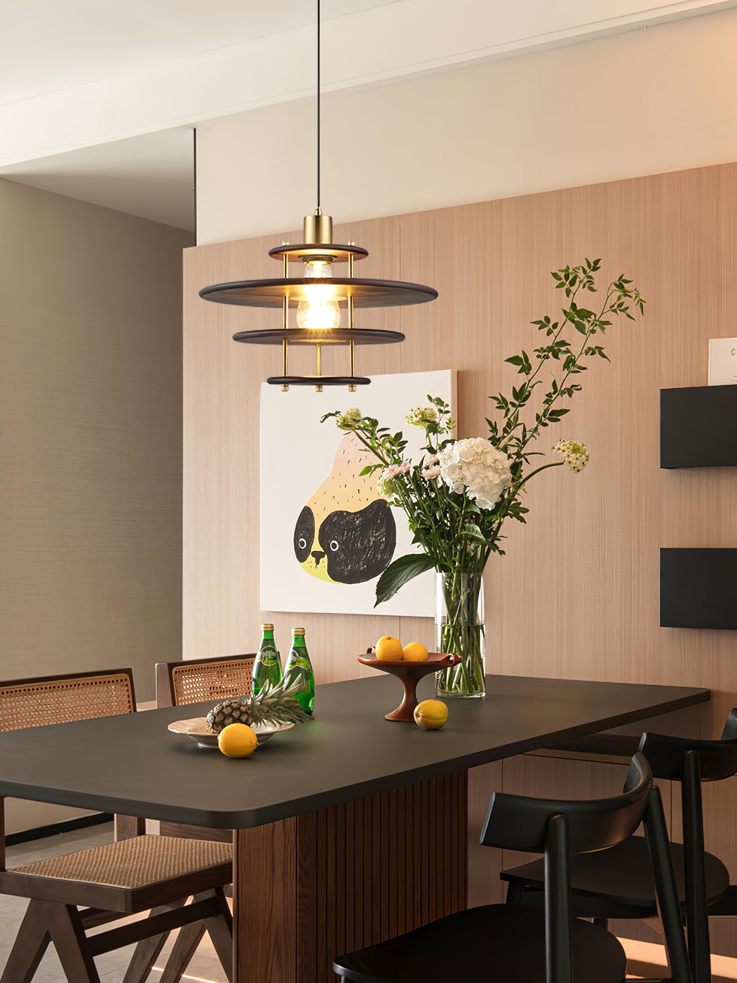 Pendel Pendant Lamp | Wood & Metal | Gold Walnut Finish