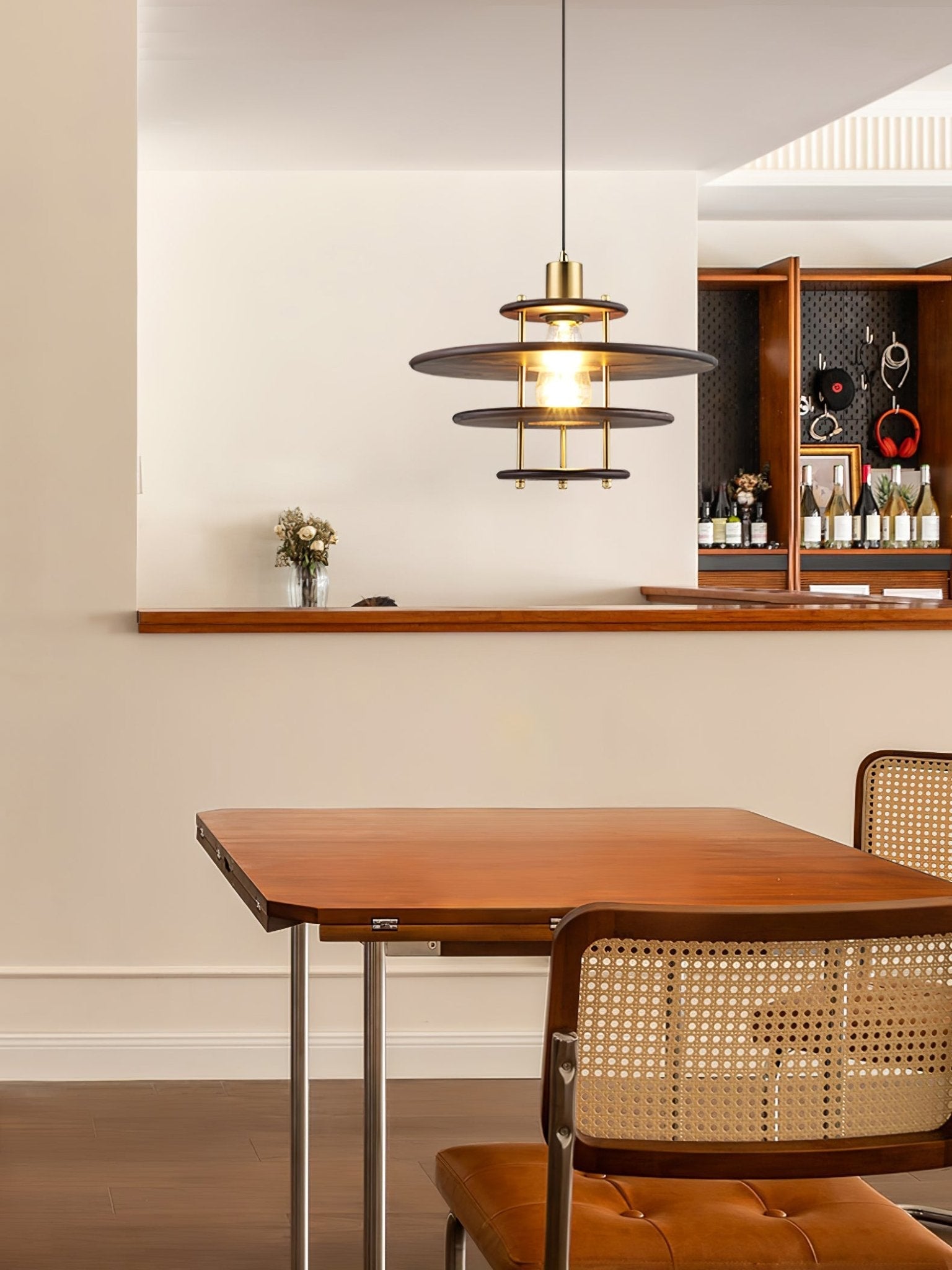 Pendel Pendant Lamp | Wood & Metal | Gold Walnut Finish