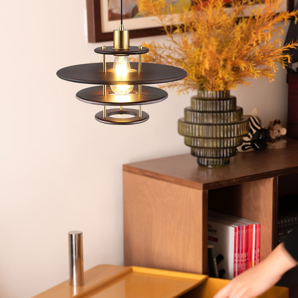 Pendel Pendant Lamp | Wood & Metal | Gold Walnut Finish