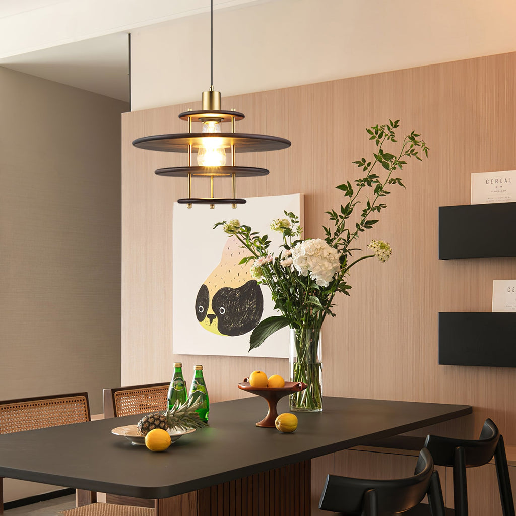 Pendel Pendant Lamp | Wood & Metal | Gold Walnut Finish