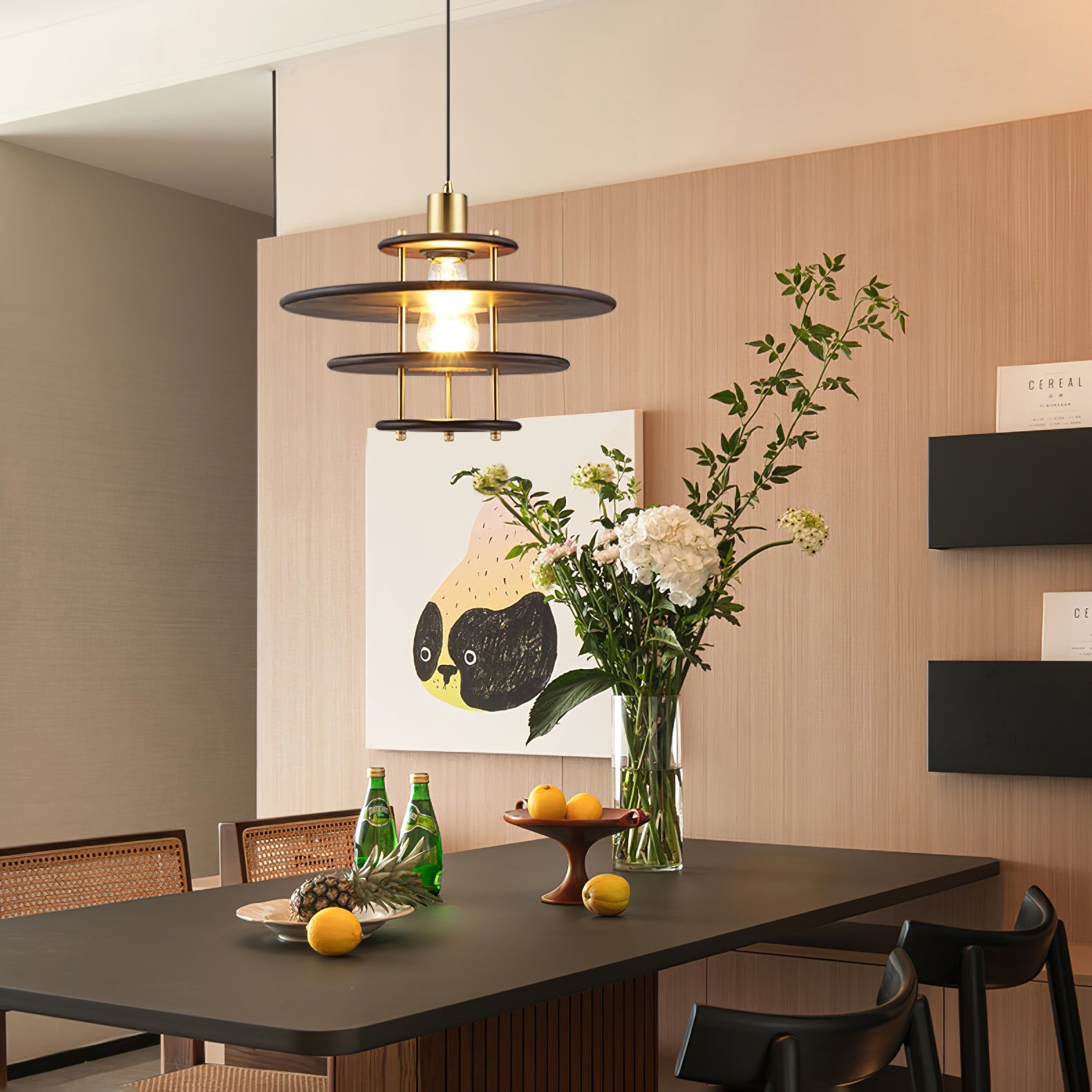 Pendel Pendant Lamp | Wood & Metal | Gold Walnut Finish