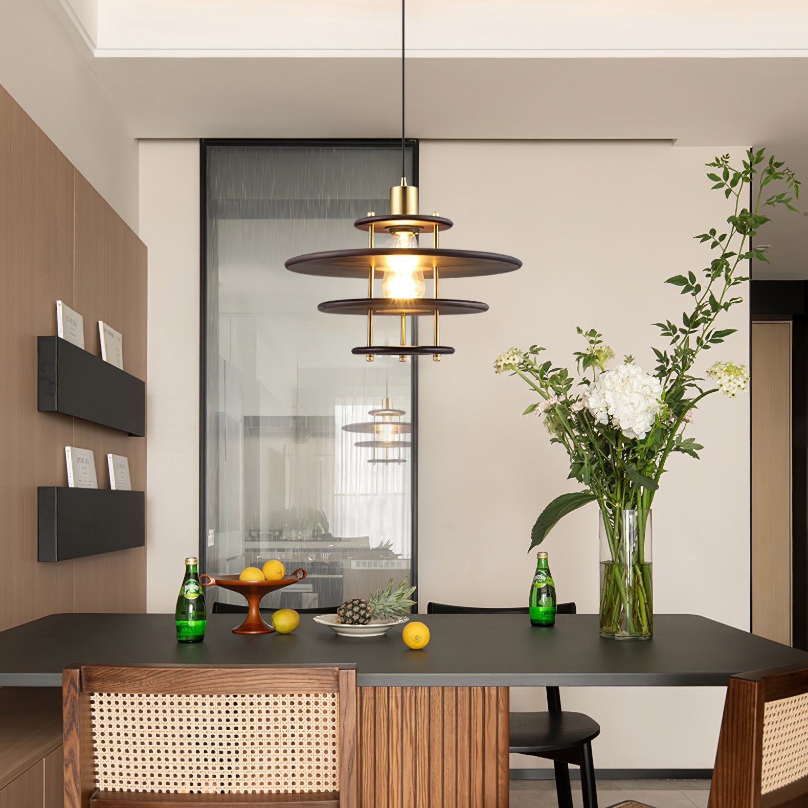 Pendel Pendant Lamp | Wood & Metal | Gold Walnut Finish