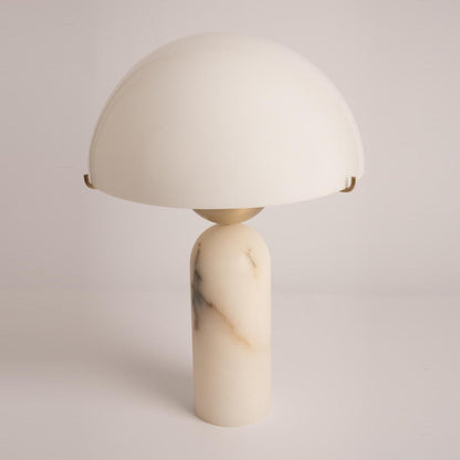 Alabaster Table Lamp | Spherical Design | White and Gold | 30cm Diameter