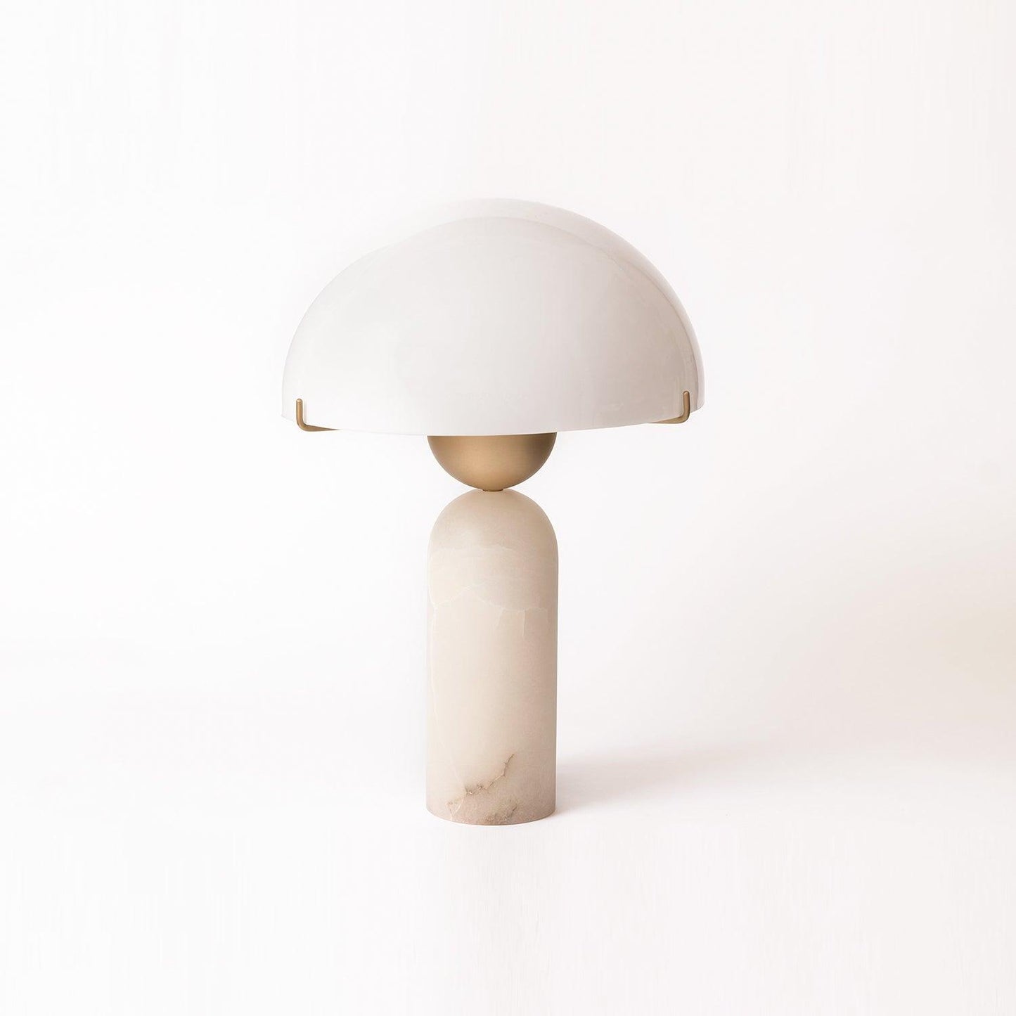 Alabaster Table Lamp | Spherical Design | White and Gold | 30cm Diameter
