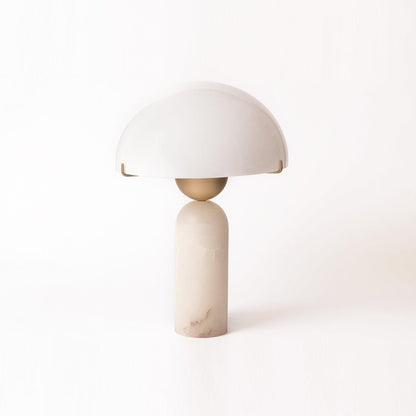 Alabaster Table Lamp | Spherical Design | White and Gold | 30cm Diameter
